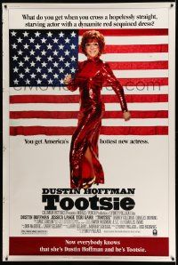 3c240 TOOTSIE 40x60 '82 full-length Dustin Hoffman in drag by American flag!