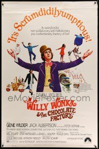 3c247 WILLY WONKA & THE CHOCOLATE FACTORY 40x60 '71 Gene Wilder, it's scrumdidilyumptious!