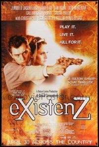 3c009 EXISTENZ English 40x60 '99 David Cronenberg, Jennifer Jason Leigh & Jude Law!
