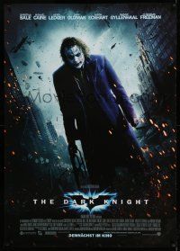 3c028 DARK KNIGHT advance German 33x47 '08 Nolan, great image of Heath Ledger as the Joker!