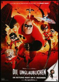3c036 INCREDIBLES advance German 33x47 '04 Disney/Pixar sci-fi superhero family, Mr. Incredible!