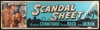 3c285 SCANDAL SHEET paper banner '52 Crawford, blackmail, love nesters, kiss & tell killers!