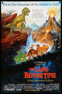 3c330 LAND BEFORE TIME half subway '88 Steven Spielberg, George Lucas, Don Bluth, dinosaur cartoon