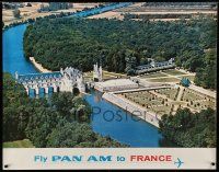 3c062 PAN AM FRANCE 35x44 travel poster '60s great image of the Chateau de Chenonceaux!