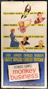 3d341 MONKEY BUSINESS linen 3sh '52 Cary Grant, Ginger Rogers, sexy Marilyn Monroe, Charles Coburn