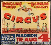 3d286 RINGLING BROS & BARNUM & BAILEY CIRCUS linen 37x41 circus poster '36 with Col. Tim McCoy!