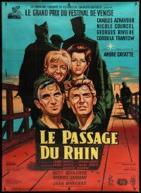 3d317 TOMORROW IS MY TURN linen French 1p '62 Jean Mascii art of Aznavour, Courcel & top cast!