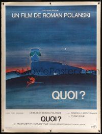 3d318 WHAT linen French 1p '72 Roman Polanski, great different art by Jean-Michel Folon!