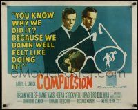 3d217 COMPULSION 1/2sh '59 Dean Stockwell & Bradford Dillman try to commit the perfect murder!