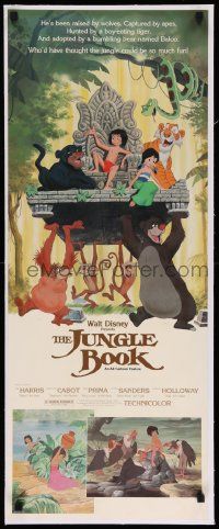 3d026 JUNGLE BOOK linen insert R84 Walt Disney cartoon classic, great image of Mowgli & friends!