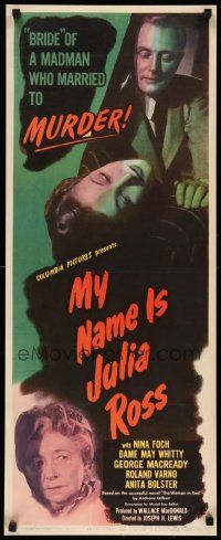 3d248 MY NAME IS JULIA ROSS insert '45 Joseph H. Lewis, Bride of a madman who married to murder!