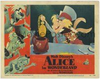 3d086 ALICE IN WONDERLAND LC #1 '51 great c/u of the Mad Hatter & rabbit, Disney cartoon classic!