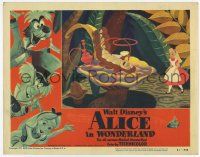 3d091 ALICE IN WONDERLAND LC #6 '51 Disney cartoon classic, she meets the smoking caterpillar!