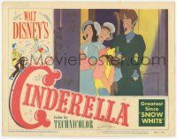 3d099 CINDERELLA LC #6 '50 c/u of stepmother & stepsisters at door, Disney classic cartoon!