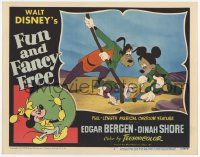 3d105 FUN & FANCY FREE LC #4 '47 Mickey & Goofy try to help Donald on ground, Walt Disney cartoon!