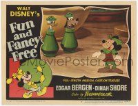 3d109 FUN & FANCY FREE LC #8 '47 Disney, Mickey looks at Goofy & Donald in salt & pepper shakers!
