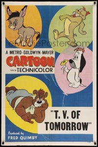 3d078 METRO-GOLDWYN-MAYER CARTOON 1sh '52 great art of Tex Avery's Droopy & more, T.V. of Tomorrow!