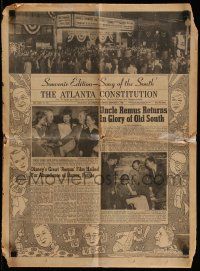 3d065 SONG OF THE SOUTH set of 2 17x23 newspaper sections '46 in The Atlanta Constitution!