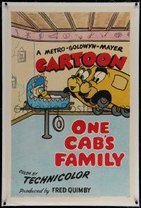 3d013 ONE CAB'S FAMILY linen 1sh '51 Tex Avery MGM cartoon, great art of taxi cars with their baby!