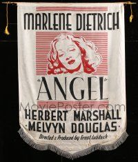 3d259 ANGEL silk banner '37 art of sexy winking Marlene Dietrich, Ernst Lubitsch, super rare!