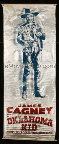 3d272 OKLAHOMA KID 40x102 silk banner '39 different full-length art of James Cagney with gun, rare!