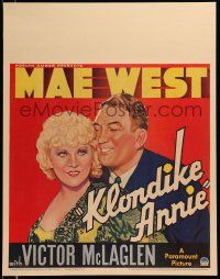 3d215 KLONDIKE ANNIE jumbo WC '36 great art of sexy Mae West flirting with Victor McLaglen, rare!