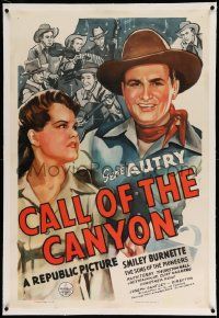 3f163 CALL OF THE CANYON linen 1sh '42 art of Gene Autry, Ruth Terry & The Sons of the Pioneers!