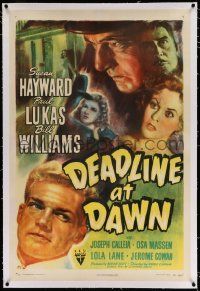 3f189 DEADLINE AT DAWN linen 1sh '46 Susan Hayward, by Clifford Odets from Cornel Woolrich's novel!