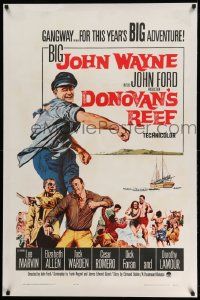 3f197 DONOVAN'S REEF linen 1sh '63 John Ford, great art of punching sailor John Wayne & Lee Marvin!