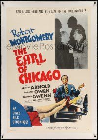 3f199 EARL OF CHICAGO linen style D 1sh '40 Robert Montgomery likes silk stockings, great art!