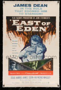 3f200 EAST OF EDEN linen 1sh R57 James Dean in the role that zoomed him to stardom, John Steinbeck!
