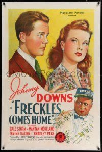 3f213 FRECKLES COMES HOME linen 1sh '42 stone litho of Johnny Downs, Gale Storm, & Mantan Moreland!