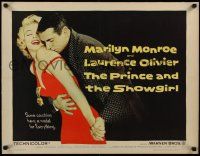 3f107 PRINCE & THE SHOWGIRL linen 1/2sh '57 Laurence Olivier nuzzles sexy Marilyn Monroe's shoulder!