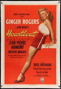 3f239 HEARTBEAT linen 1sh '46 great huge full length image of sexy Ginger Rogers showing her legs!