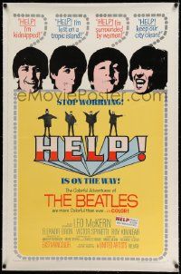 3f240 HELP linen 1sh '65 The Beatles, John, Paul, George & Ringo, rock & roll classic!