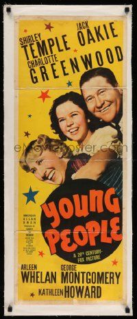 3f103 YOUNG PEOPLE linen insert '40 cute Shirley Temple, Jack Oakie & Charlotte Greenwood!
