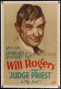 3f262 JUDGE PRIEST linen 1sh '34 John Ford, Will Rogers at his best, from a story by Irvin S. Cobb!
