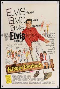 3f269 KISSIN' COUSINS linen 1sh '64 cool art of hillbilly Elvis Presley, feudin', lovin', swingin'!