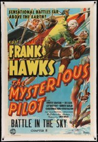 3f298 MYSTERIOUS PILOT linen chapter 8 1sh '37 art of Captain Frank Hawks, real life aviation hero!