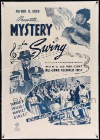 3f300 MYSTERY IN SWING linen 1sh '40 Monte Hawley with a 100 per cent all-star colored cast, rare!