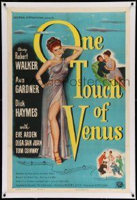 3f311 ONE TOUCH OF VENUS linen 1sh '48 sexy Ava Gardner, Robert Walker, great full-length art!