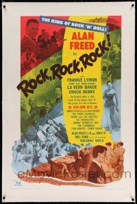 3f330 ROCK ROCK ROCK linen 1sh '56 Alan Freed, Chuck Berry, Connie Francis, Bo Diddley, Tuesday Weld