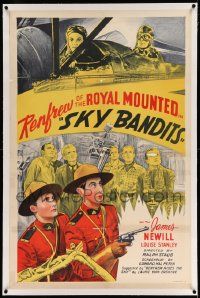 3f349 SKY BANDITS linen 1sh '40 stone litho of James Newill as Renfrew of the Royal Mounted!