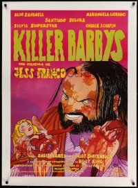 3f059 KILLER BARBYS linen Spanish '96 Jess Franco, wild art of psychotic man & bloody doll!