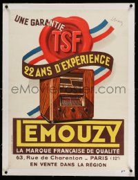 3f025 LEMOUZY linen 24x32 French advertising poster '20s great L. Benoz art of TSF radio!