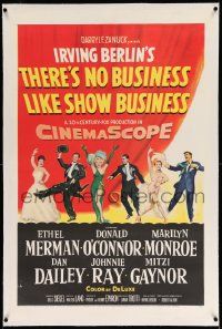 3f370 THERE'S NO BUSINESS LIKE SHOW BUSINESS linen 1sh '54 art of Marilyn Monroe & other top cast!