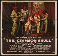 3g136 CRIMSON SKULL 6sh '21 stone litho of cowboys Anita Bush & Lawrence Chenault + cool skeleton!