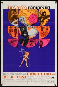 3g147 BARBARELLA style B 1sh '68 Roger Vadim sexy sci-fi, different montage art of Jane Fonda!