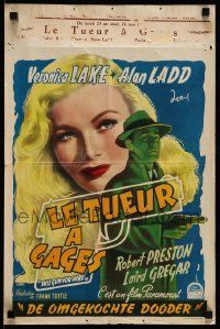 3g225 THIS GUN FOR HIRE Belgian '47 different art of Alan Ladd with gun & sexy Veronica Lake, rare!
