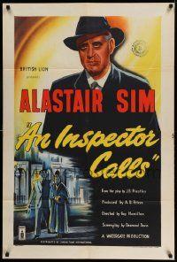 3g107 INSPECTOR CALLS English 1sh '54 great art of Alastair Sim, directed by Guy Hamilton, rare!